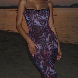 Fashion Nova Purple Animal Print Midi Dress